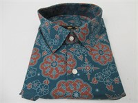 Mens Blue Floral Dress Shirt Half Sleeve Size 42