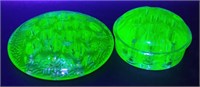 Uranium Glass Flower Frogs, Largest 4" *Bidding