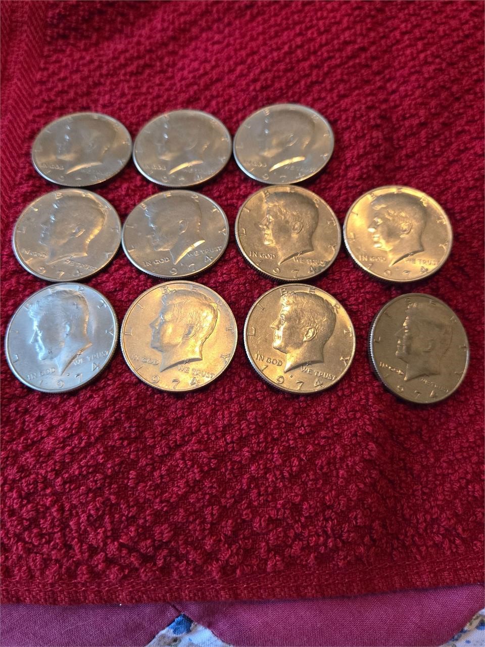 11 1974 Kennedy half dollars