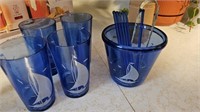 Adorable Blue Sailboat Drinkware Set