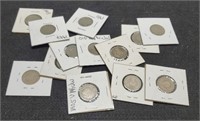 (13) Liberty Head V Nickels all XF to VF: