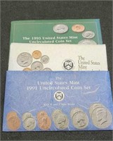 1991, 1992, 1993 Double Mint Sets