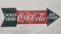 9" x 27" 1990 Metal Coca-Cola Sign