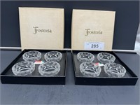 8 American Fostoria napkin rings in orginal box