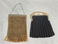 Lot of 2 Vintage Beaded & Fabric Bags