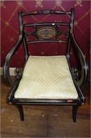 HITCHCOCK STYLE ARM CHAIR CANE SEAT, PAINTED