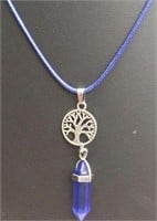 Blue necklace with blue crystal stone