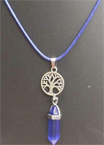Blue necklace with blue crystal stone