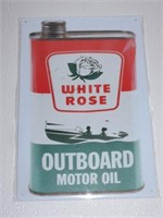 White Rose Outboard Motor Oil Tin Sign 12x8"