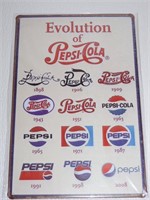 Evolution of Pepsi Cola Tin Sign 12x8"