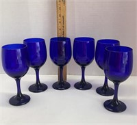 Cobalt wine glass lot of 6
