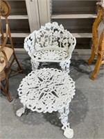 Cast/wrought iron chair and stool vintage