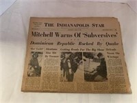 "The Indianapolis Star" ERROR IN DATE Newspaper