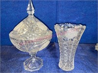 Germany lead crystal candy dish & vase