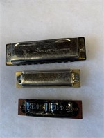LOT OF 3 OLD HARMONICAS SWAN / M HOHNER/
