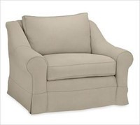 Grey Twill Box Cushion Armchair Slipcover