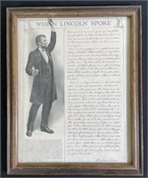 Vtg. ‘When Lincoln Spoke’ Gettysburg Print