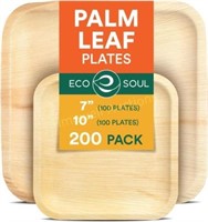 ECO SOUL Compostable Palm Plates 200-Pack