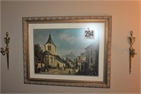 Framed Print with Sconces - 38x29"
