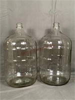 Two 5 Gallon Clear Glass Carboys