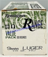 100 Rounds of Range 9MM Luger Ammo