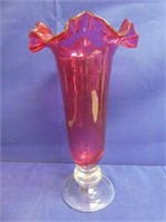 Cranberry Ruffle Top Vase