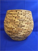 Basket Weave Wooden Planter