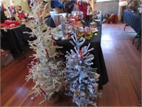 2 Assorted Small Decorated Christmas Trees