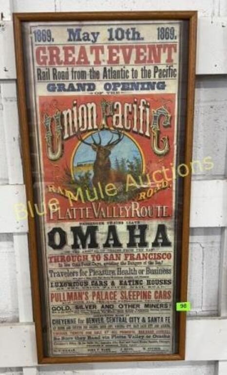 Framed Union Pacific  Event Advertising 37x17