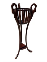 SOLID MAHOGANY SWAN CARVED TALL PLANT STAND