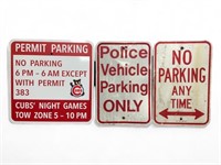 No Parking, Police Parking, Permit Parking Metal