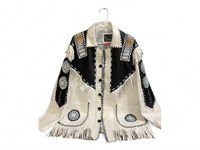Real leather beaded jacket