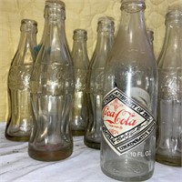 10 Vintage Glass Coke Bottles