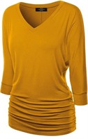 (Size:S) Women's 3/4 Sleeve with Drape Dolman Top
