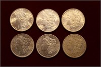 6pc Morgan Silver Dollar Lot; 1887 - 1891