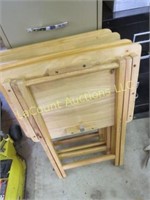 4 wooden folding TV trays stands