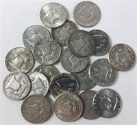 Silver Benjamin Franklin Half Dollars ROLL 90%