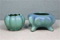 (2) Van Briggle Mig Blue Pottery Bowls