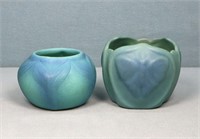 (2) Van Briggle Ming Blue Pottery Vases