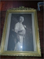 Metal Gilt Frame with Print - Victorian Woman