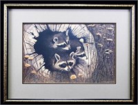 CHARLES BECKENDORF THREE RACCOONS PRINT