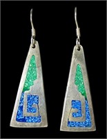 Mexican sterling silver inlaid turquoise hook