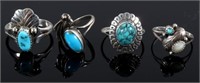 Collection of Turquoise and Sterling Silver Rings