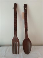 Large fork and spoon wall decor 29"