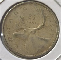 Silver 1957 Canadian quarter