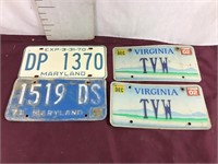 Two Vintage, Two Newer License Plates