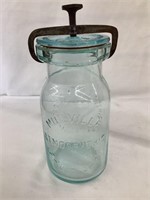 Millville Atmospheric Fruit Jar, Light Blue, Qt.,