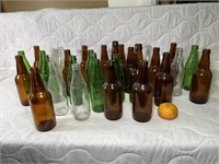 Vintage Green Brown Clear Glass Bottles