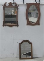 Three Wood Framed Mirrors Largest 23"x 26"