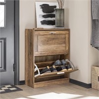 Natural Brown 2 Drawers Shoe Cabinet